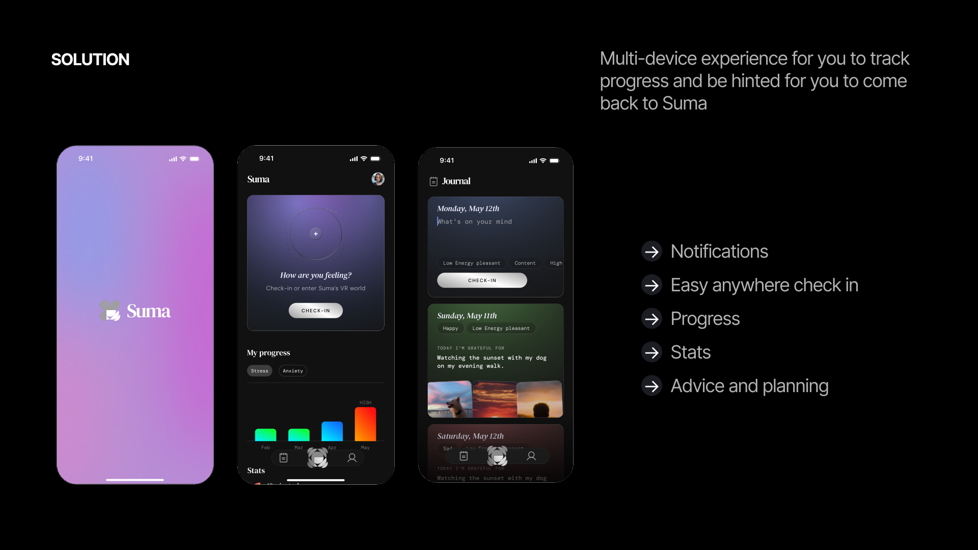 SUMA mobile companion: a 'how are you feeling' check-in