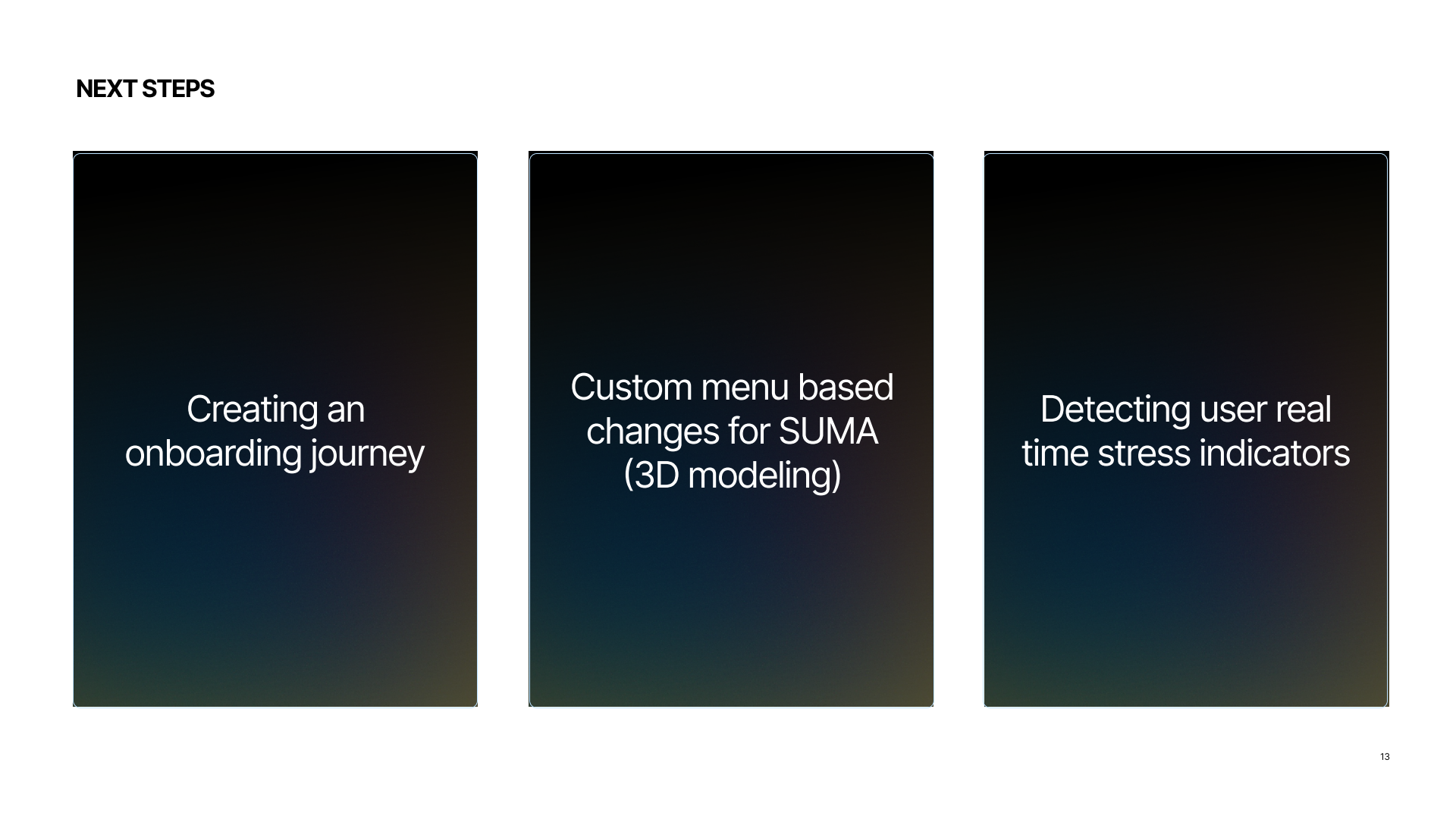 Reflection: creating an onboarding journey and SUMA's custom menu