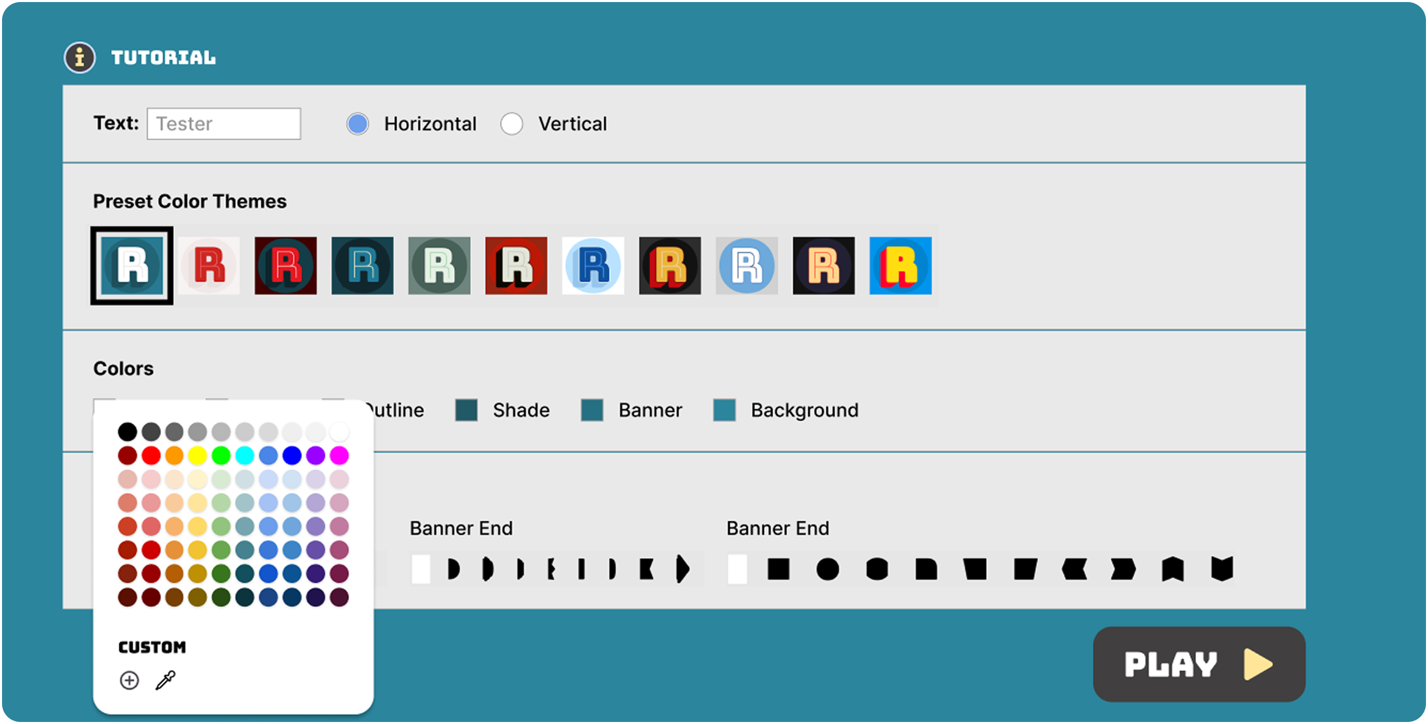 Labeled swatch grid with HEX and RGB input replacing the spectrum color picker