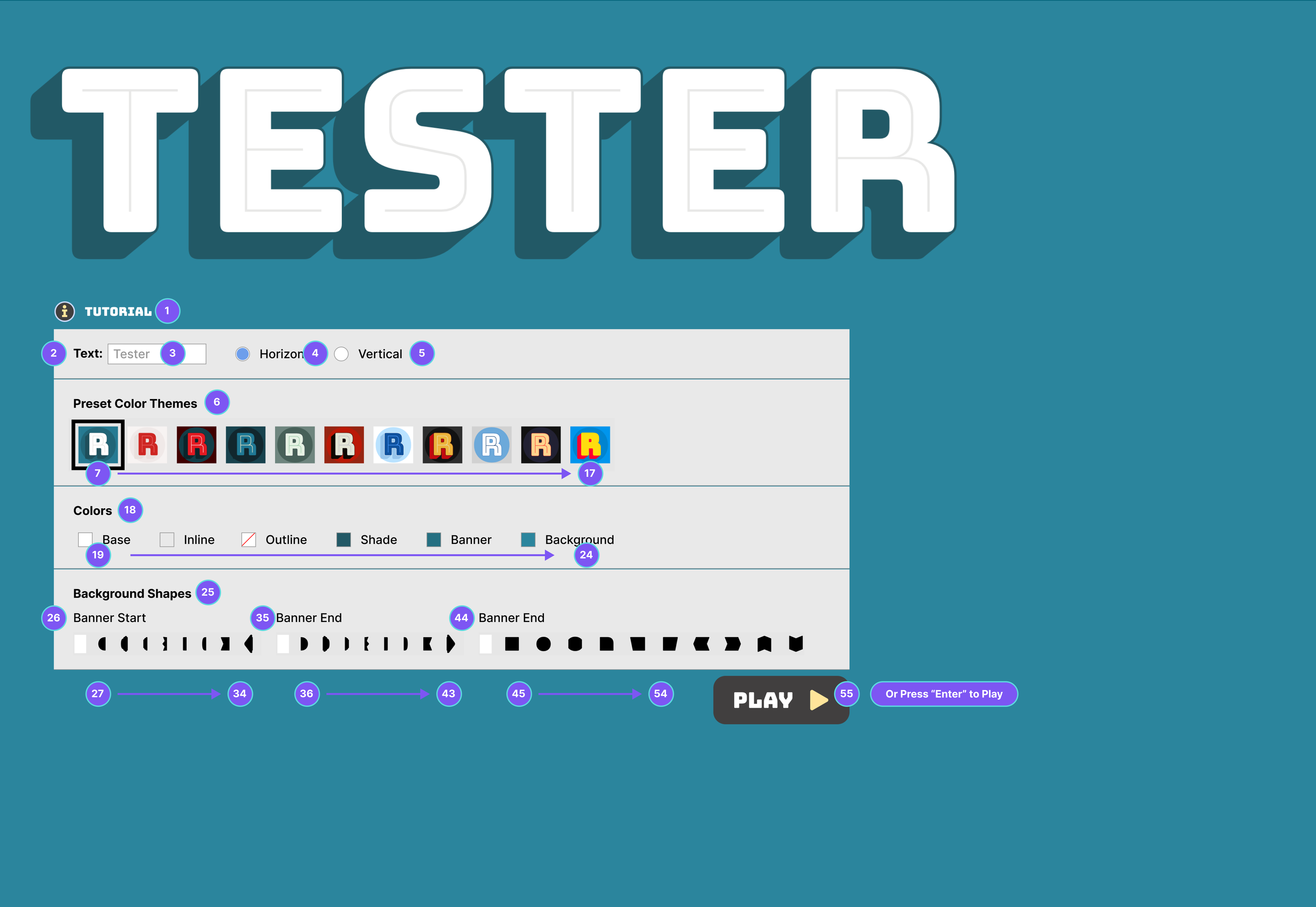 Annotated tab order across the unfolded Bungee control panel