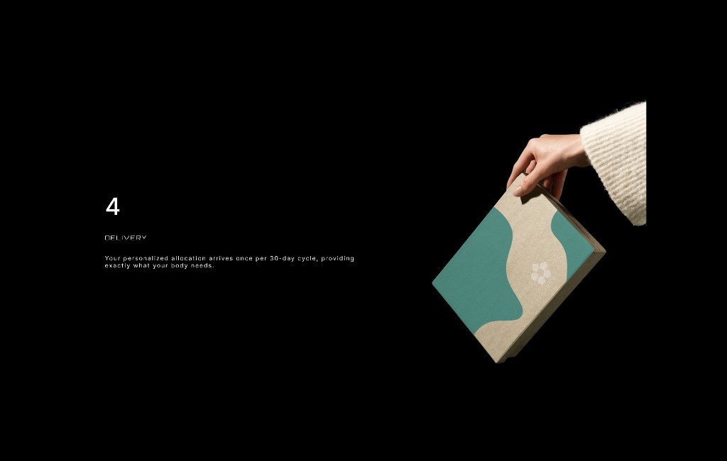 IONG personalized allocation delivery box with teal wave branding, held in hand
