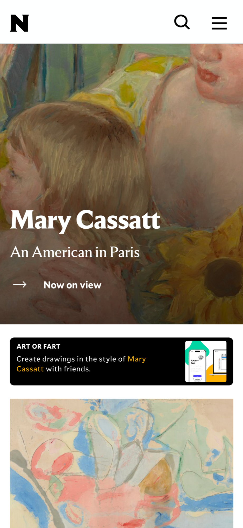 Art or Fart entry point on Mary Cassatt exhibition page
