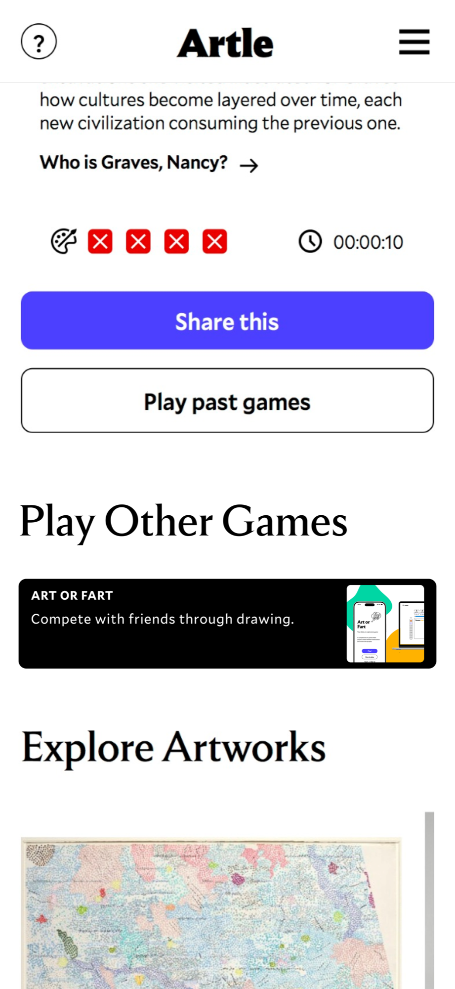Art or Fart entry point on Artle results page